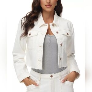 Frye Women's Cropped Raw-Hem Denim Jacket. Size M